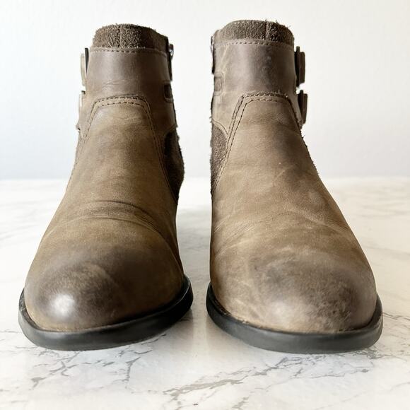 Sorel Lolla Waterproof Dusty Olive Green‎ Leather Ankle Boot Women’s Size 7.5 - Picture 3 of 12